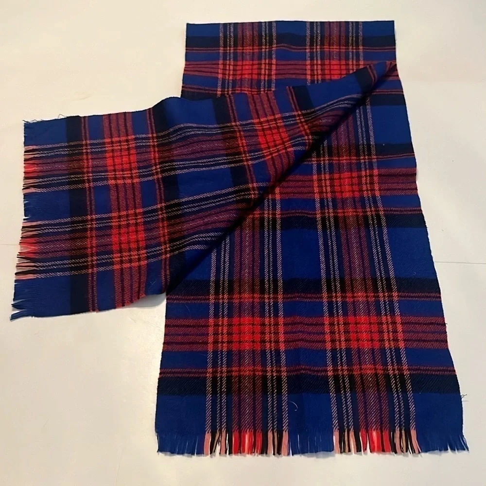Botany 500 Vintage Wool Red/Blue/Black Scarf